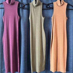 Zara Sleeveless Ribbed Turtleneck Midi Dress